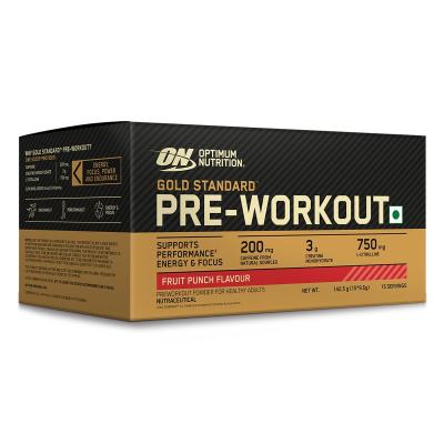 Optimum Nutrition (ON) Gold Standard Pre-Workout- 142.5g/15 single serve packs (Fruit Punch Flavor), For Energy, Focus, Power, Endurance &amp;amp; Performance